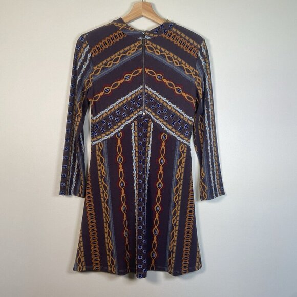 Free People Stella Retro Mod Multicolor Earth-tone Fall Mini Dress Size S Small - Picture 4 of 11